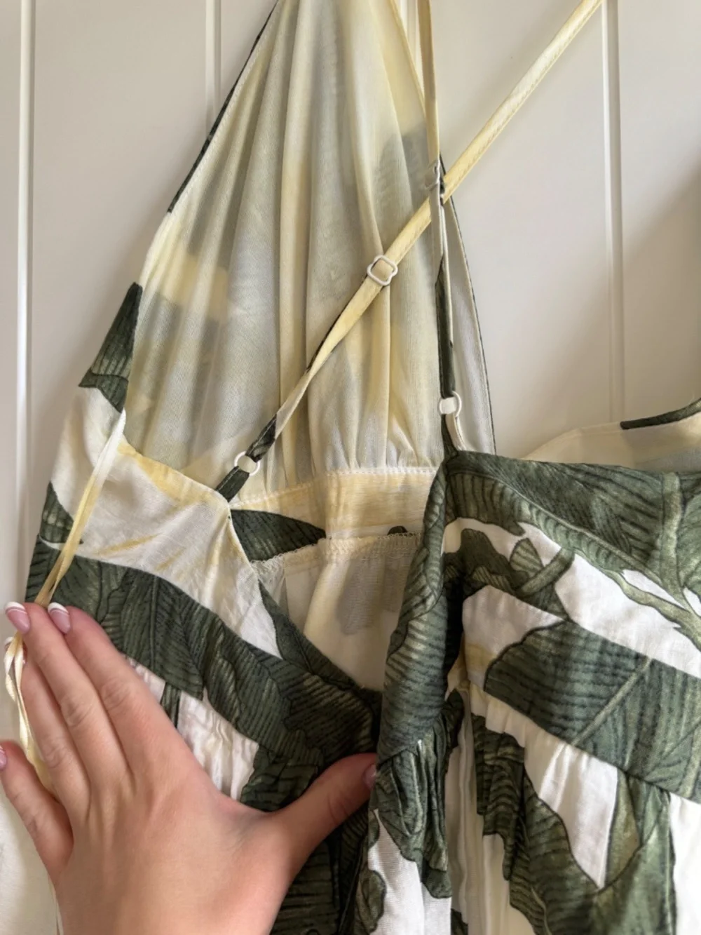 Miramar Maxi Dress Green Print L Tropical Vacation Leaves Floral PLEASE READ - Picture 13 of 16
